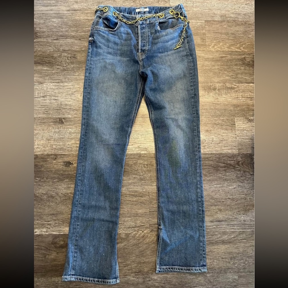 Like new GRLFRND Jeans with attached gold waist chain